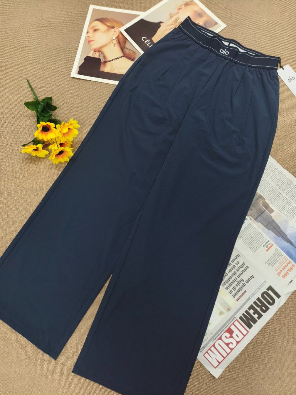 Alo Yoga navy blue straight-leg trouser(Regular)premium relaxed commuter pants✅ - Picture 2 of 7